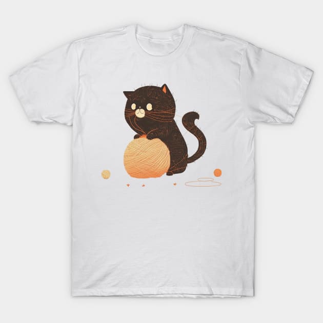 Cat Playing With A Ball Of String T-Shirt by Billy23-Shop